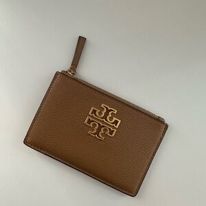 Tory Burch Tan Leather Pouch with Gold Logo